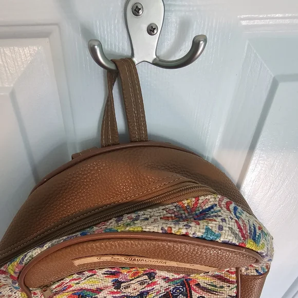 Embroidered Frida Kahlo Small Backpack Mexicana Multicolored and Tan OS - Picture 5 of 10